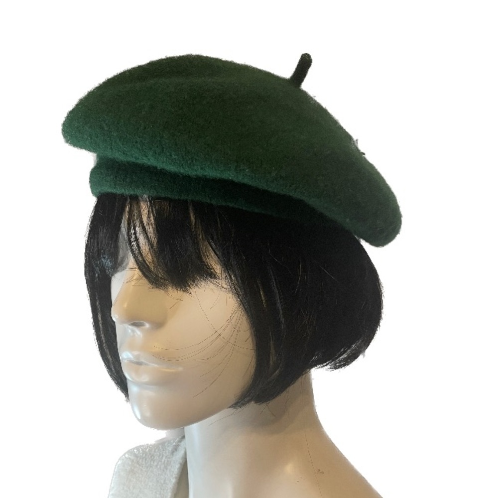 French Beret Emerald Green Wool Hat